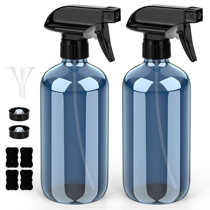 Glass Spray Bottle, Indigo Blue Glass Spray Bottle Set & Accessories Refillable by BONTIP