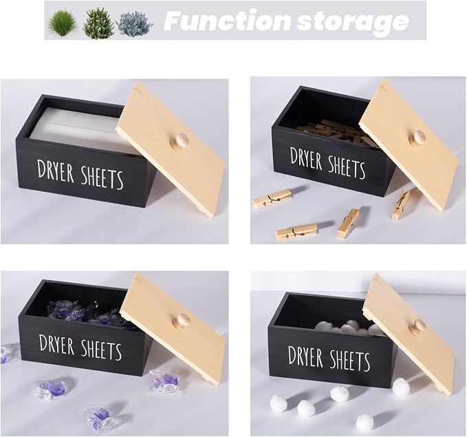 zoocatia Laundry Room Decor Dryer Sheet Container Wood Detergent Dispenser - Image 5