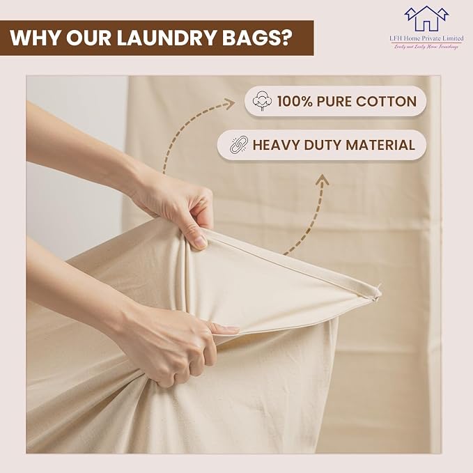 LFH Home Large Premium 100% Cotton Canvas Extra Large Laundry Bag - Image 8