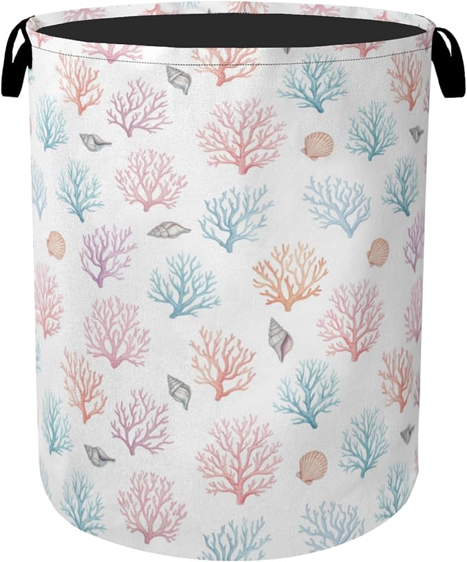 Starfish Coral Foldable Laundry Hamper by Gearsly