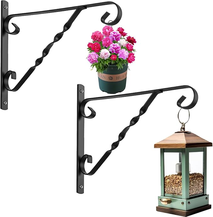 AMAGABELI GARDEN & HOME 2 Pack Hanging Plant Brackets Outdoor 14" Metal Fence by AMAGABELI+GARDEN+%26+HOME