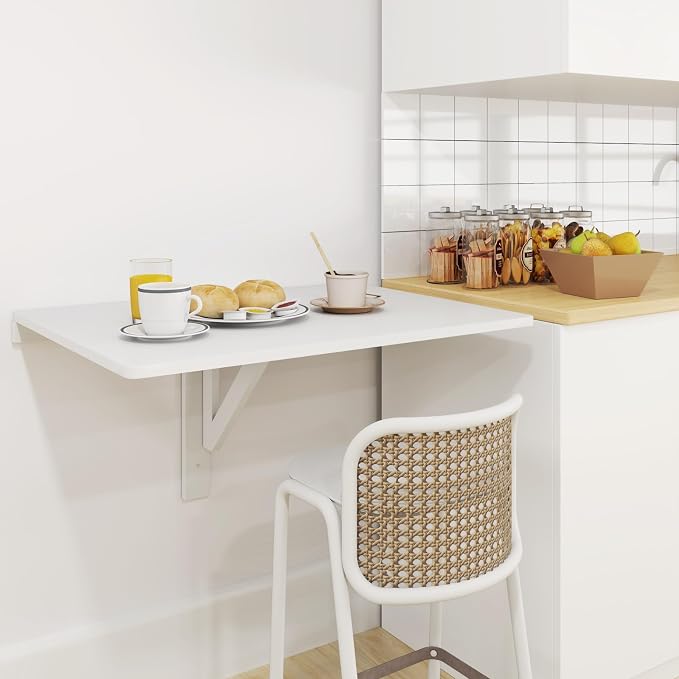 Wall Mounted Folding Desk, Fold Down Drop Leaf Table, Wood Laundry Floating Desk - Image 9