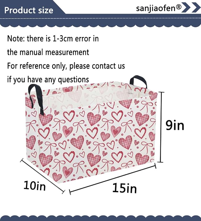 Sanjiaofeng Rectangular Valentine's Day Basket Love Storage Bins, Girls Storage - Image 2