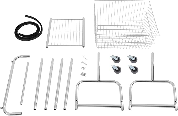Wire Laundry Cart with Hanging Rack, Metal Laundry Basket with Wheels, Rolling - Image 6