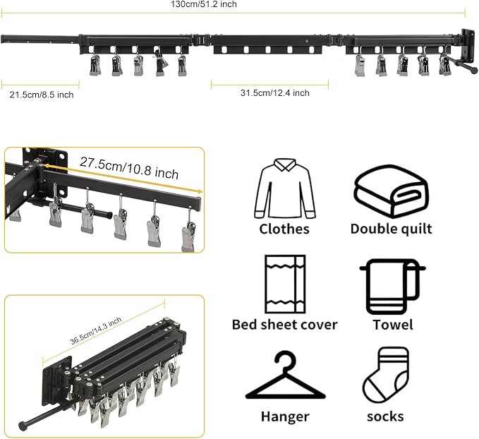 BESy Wall Mounted Clothes Drying Rack - Image 5
