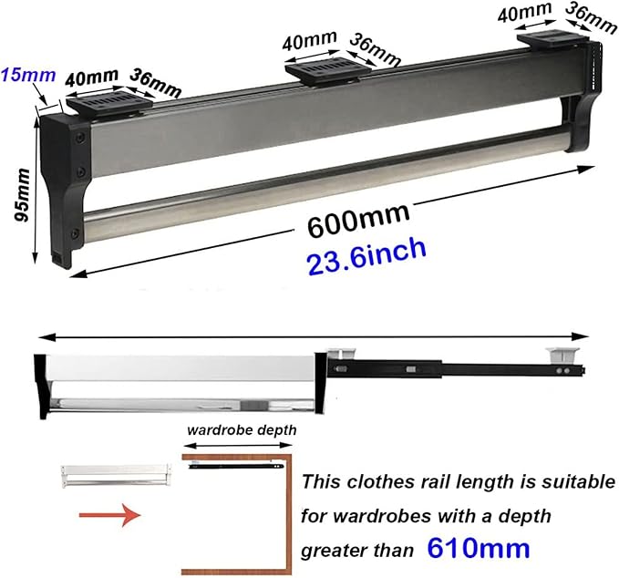 30-80cm Extendable Closet Rod Clothes Drying Rack - Image 2