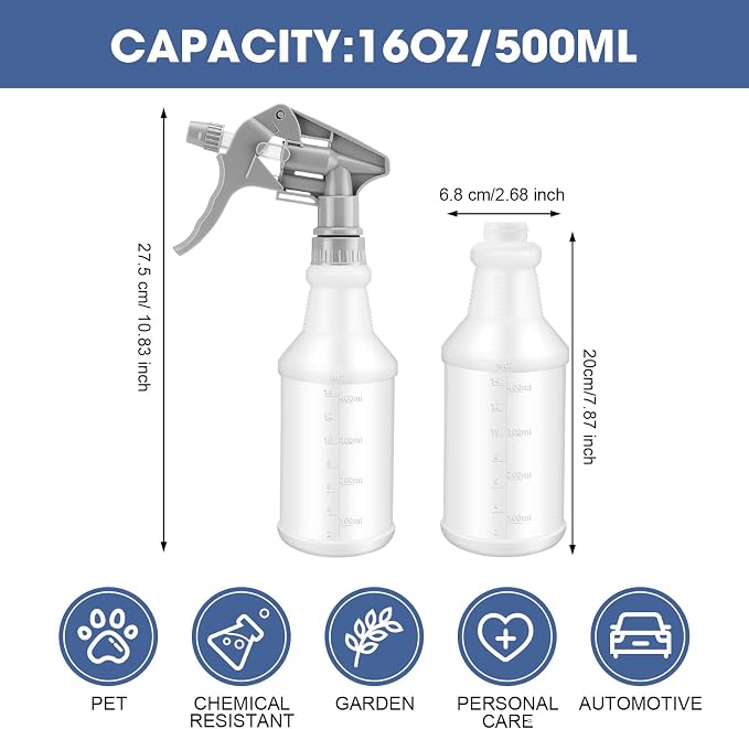 10 Pack Spray Bottles 16 oz Empty Water Spray Bottles - Image 2