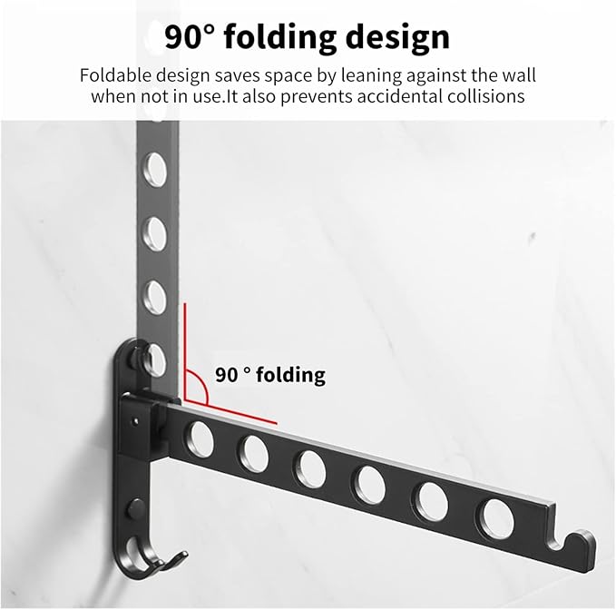 Black Folding Clothes Hanger Foldable Wall Clothes Drying Racks Hangers Drying - Image 2