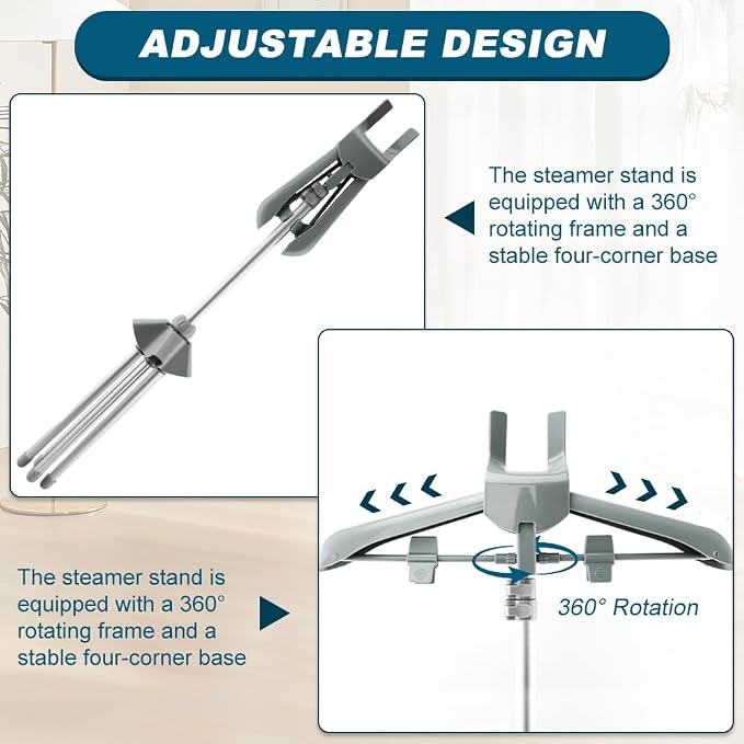 Steamer Hanger Stand with Adjustable Height, Portable Steamer Rack with - Image 4