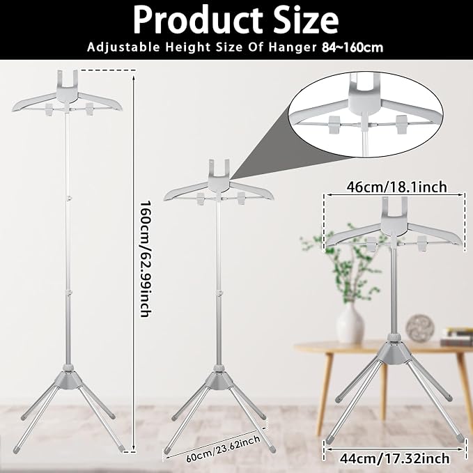 Steamer Stand for Clothes, Foldable Rotatable Garment Hanger for Steaming - Image 2