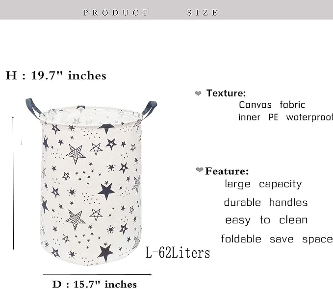 KUNRO Round Laundry Gift Basket Storage Hamper, Clothes Storage Organizer Bins - Image 2