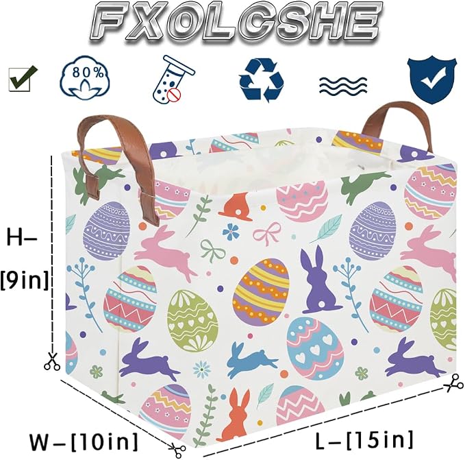 FXOLCSHE Rectangular Easter basket, Nursery Hamper, Collapsible waterproof baby - Image 7