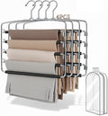 4-Pack Stainless Steel Pants Hangers, 5-Tier Space Saving Closet Organizer by Unknown