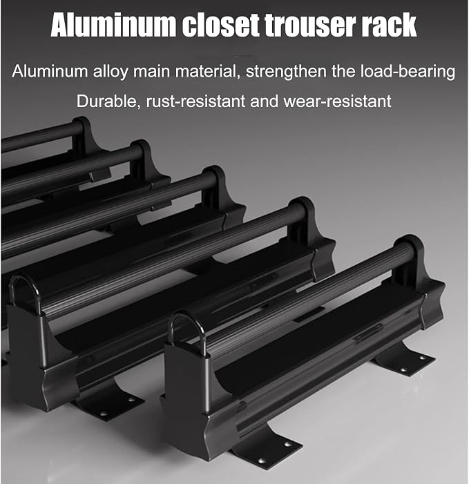 Wardrobe Clothing Rail Wardrobe Pants Hanger Rack Bar, Pull-Out Closet Valet - Image 8