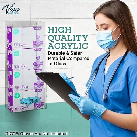 AdirMed VivaEssentials Quad Glove Box Holder, Wall Mount or Free Standing Clear - Image 5