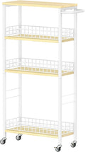 Slim Storage Cart White Narrow Storage Cabinet 4 Tier Laundry Room Organization by NORCEESAN
