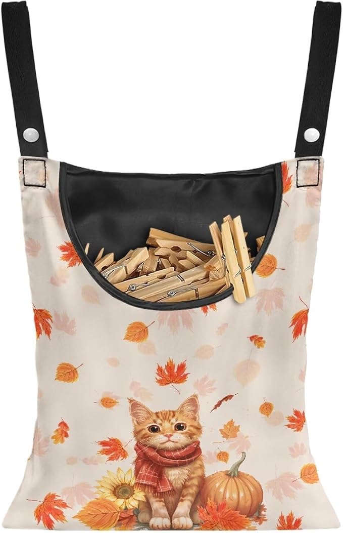 Cat Maple Clothespin Bag Holder Multi Purpose Hanging Storage Dust-Proof Pin by Psesaysky
