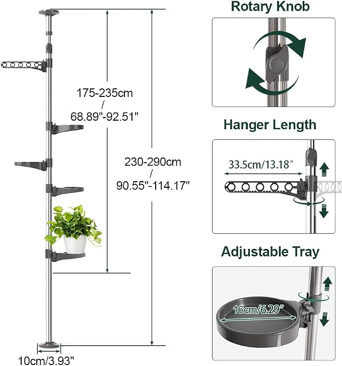Hershii 5-Layer Indoor Plant Stand Pole Spring Tension Rod Corner Flower - Image 2