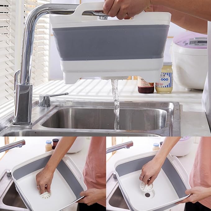 Collapsible Dish Pans for Washing Dishes 9L Portable Wash Dish Basin Foldable - Image 7