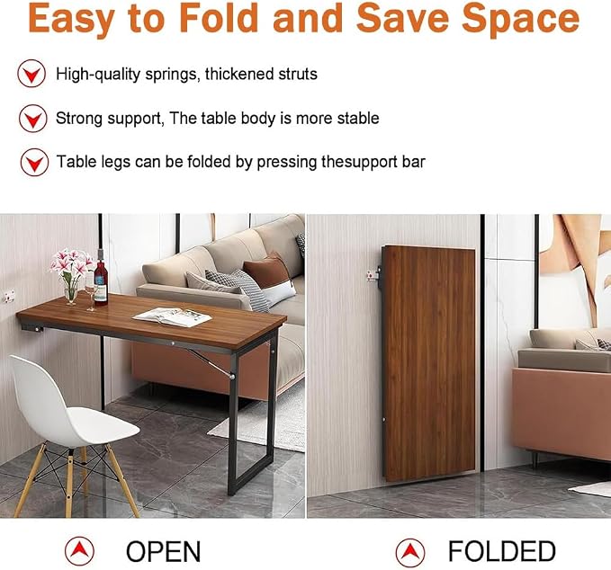 40" x 20" Wall Mounted Folding Desk Laundry Folding Table Flip-up Dining Table - Image 2