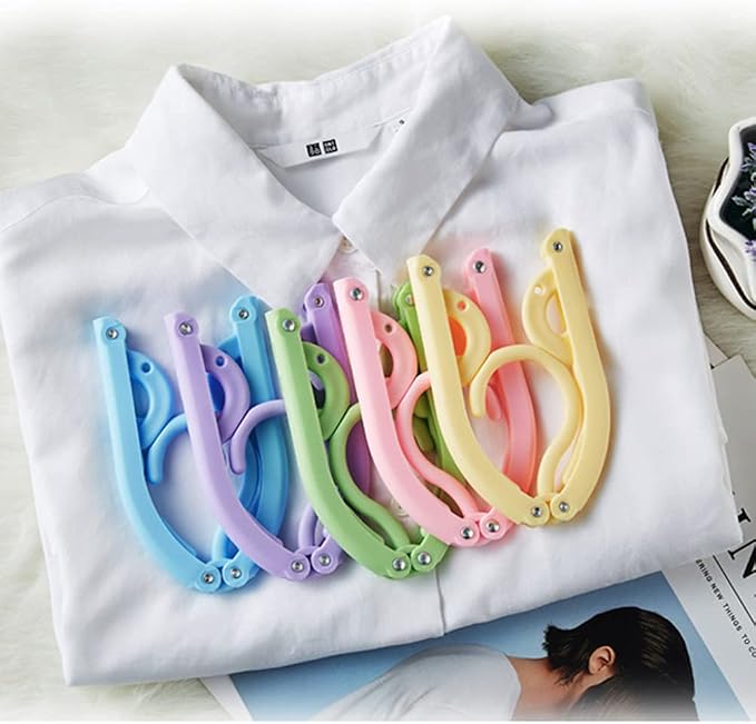 EAVOQLB 10 PCS Portable Folding Clothes Hangers Retractable Plastic Non Slip - Image 4