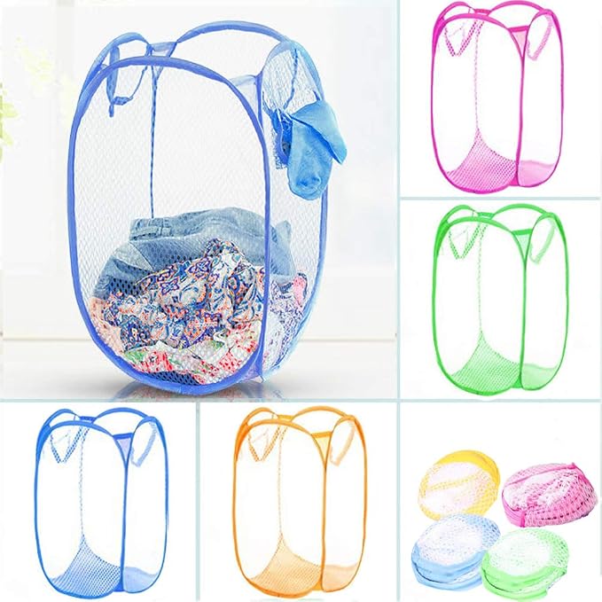 Qtopun Mesh Popup Laundry Hamper, 4 Pack Foldable Portable Dirty Clothes Basket - Image 2