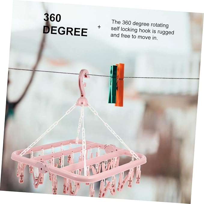 Foldable Drying Rack with Clips Space-Saving Plastic Clip Laundry Hanger - Image 7