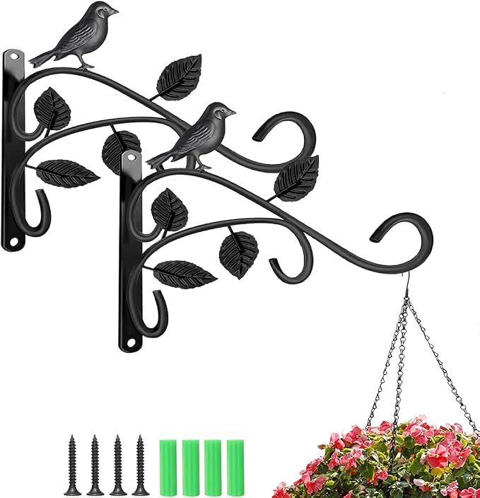 SLL 2Pack Hanging Plants Bracket, 12 Inch Steel Plant Hooks by JINSUOZHI