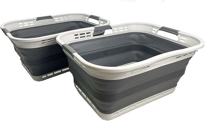 SAMMART 42L Set of 2 Collapsible Plastic Storage Basket - Image 3