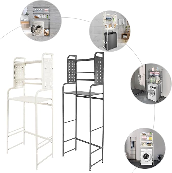 3-Tier Expandable Over Toilet Washing Machine Dryer Storage Utility Rack - Image 9