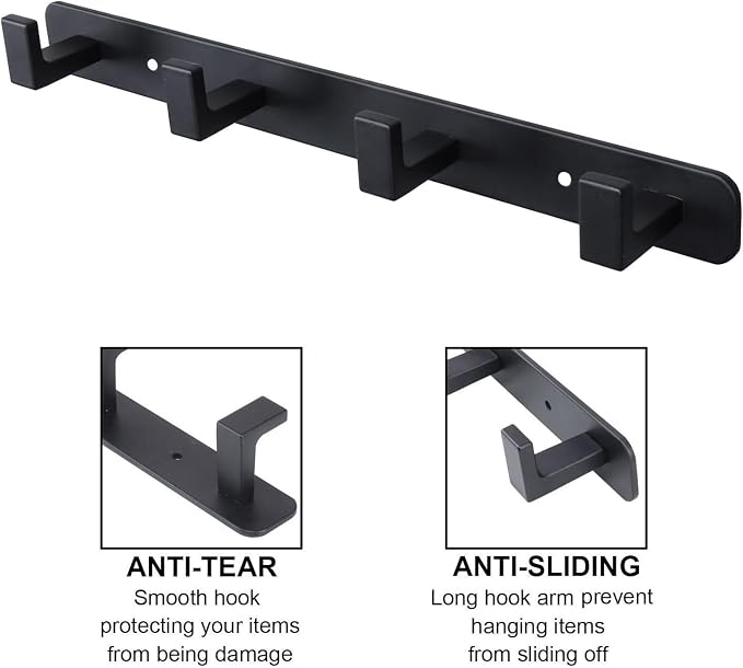Coat Rack, Heavy Duty Stainless Steel 4 Tri Coat Hook Hanger, Wall Mounted - Image 3