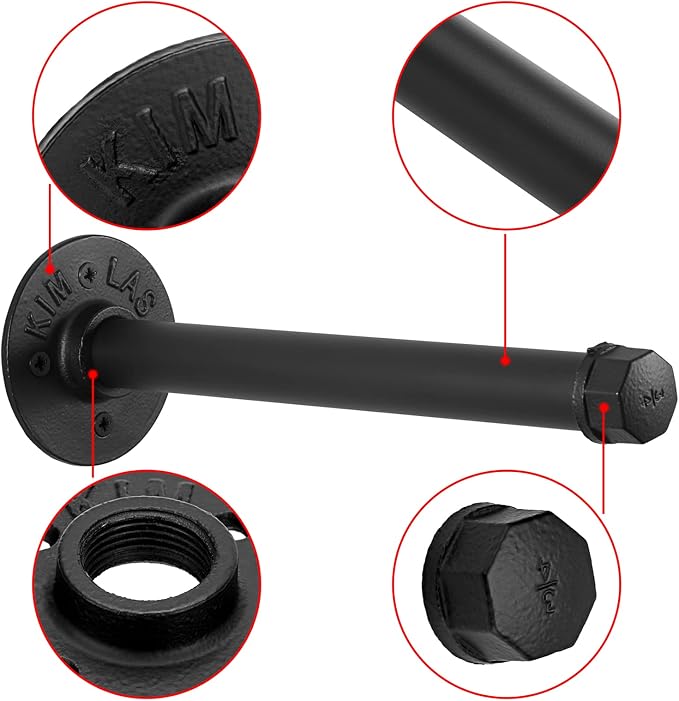 Sumnacon 2Pcs 10 Inch Industrial Pipe Clothing Rack Bars - Image 5