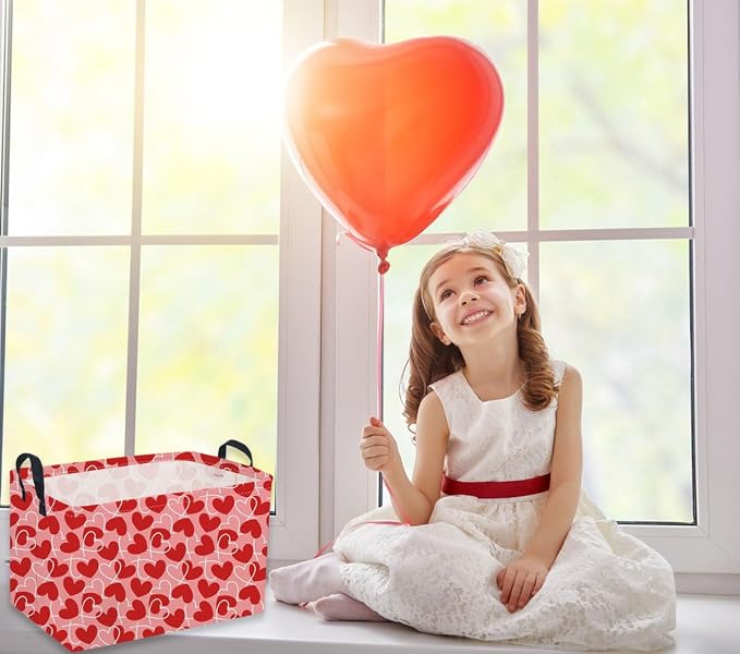 Sanjiaofeng Rectangular Valentine's Day Basket Love Storage Bins, Girls Storage - Image 3