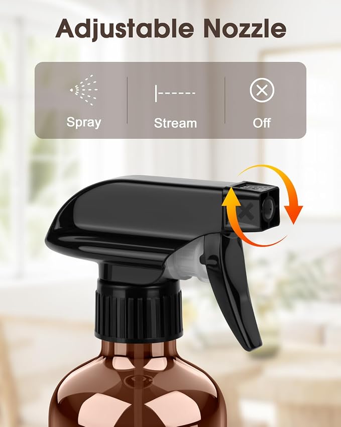 Glass Spray Bottle with Silicone Sleeve Protection, Amber Glass Spray Bottle Set - Image 2