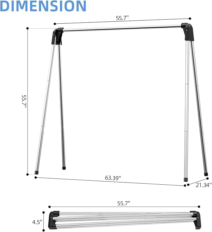 APEXCHASER Clothes Drying Rack Foldable, 55 Inch Laundry Rack Indoor Outdoor - Image 3