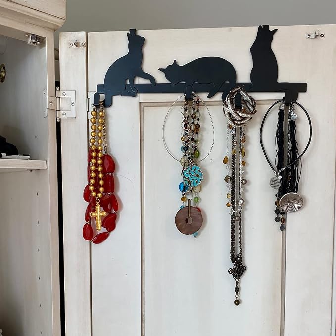 Evelots Over The Door 4 Hook Towel/Coat Rack Hanger Organizer, Kitty Cat - Image 2