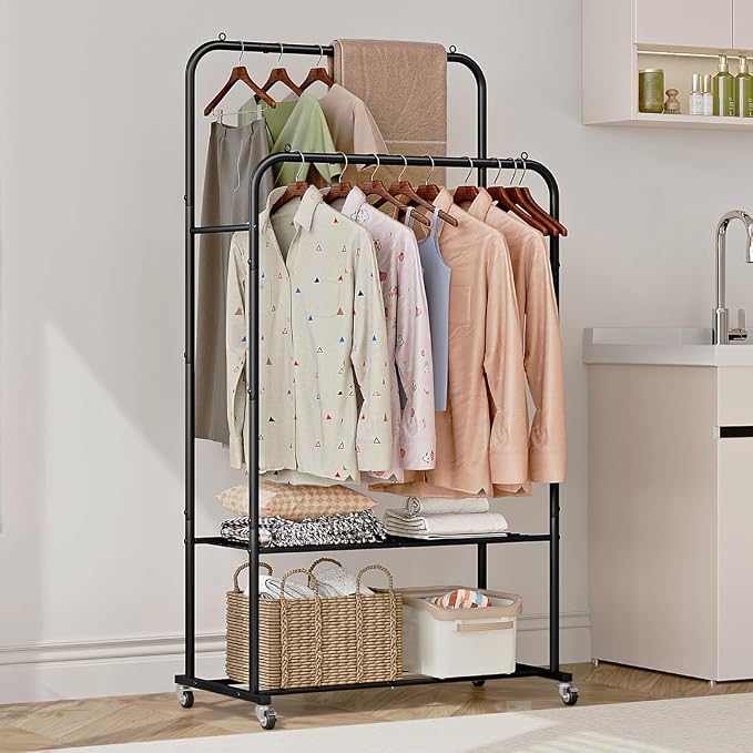 SUOERNUO Clothes Rack with Wheels Garment Rack - Image 4