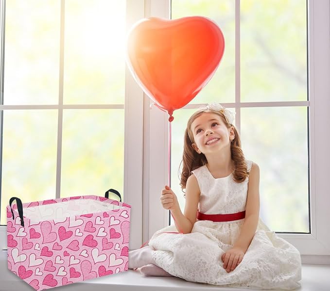 Sanjiaofeng Rectangular Valentine's Day Basket Love Storage Bins, Girls Storage - Image 3