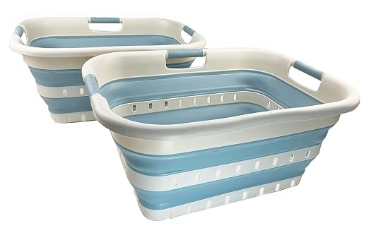 SAMMART 41L Collapsible 3 Handled Plastic Laundry Basket by SAMMART