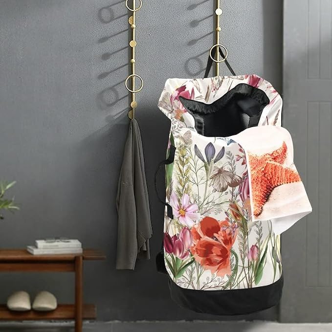 VIGTRO Laundry Bag Backpack Hamper Basket Large Heavy Duty Summer Flower Plant - Image 6