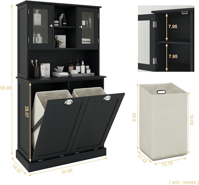Tall Tilt Out Laundry Hamper Cabinet - Image 2
