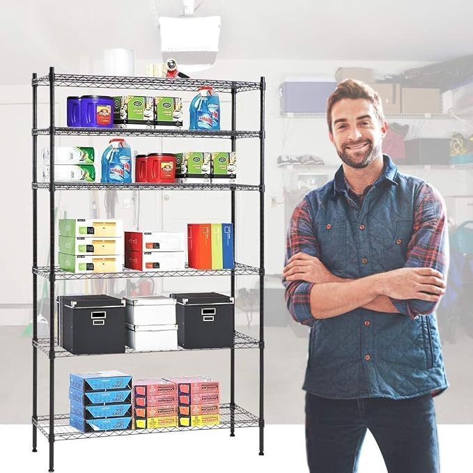 Meet perfect 6-Tier Wire Shelving Unit, 1500LBS Total Weight Capacity - Image 4