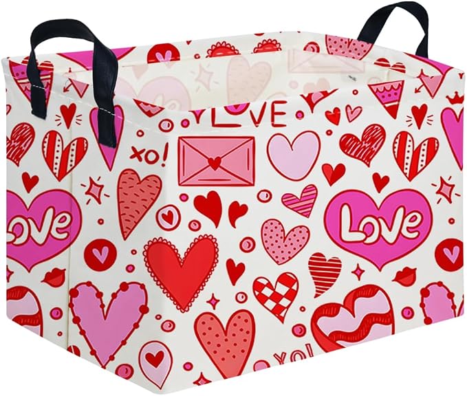 Rectangular Valentines Basket, baby Gift Basket Empty, Heart Print easter by FXOCSHE