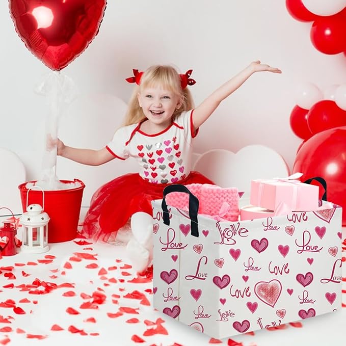 Rectangular Pink Valentine's Day Gift Basket, nursery basket, kids toy storage - Image 5