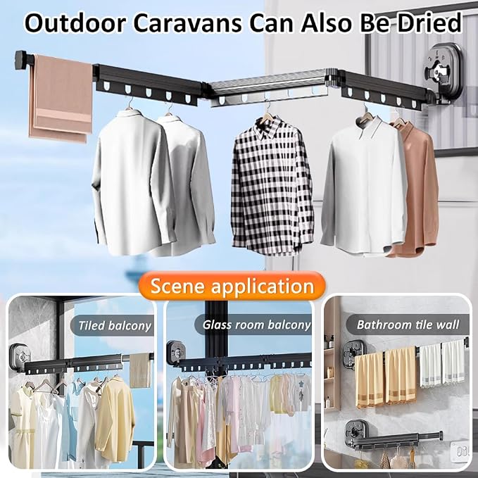 Foldable Wall Mounted Laundry Clothes Drying Rack, Space Saving Laundry Drying - Image 3