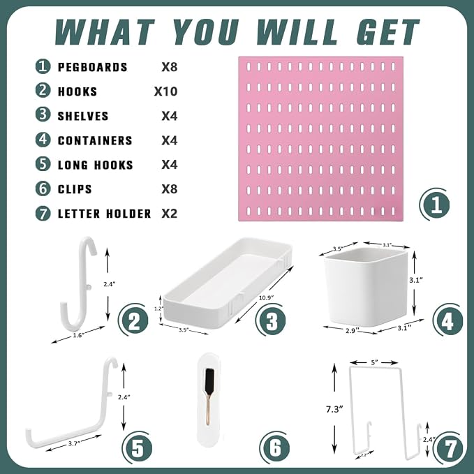 Pegboard Combination Kit, Wall Mounted Storage Set - Image 2