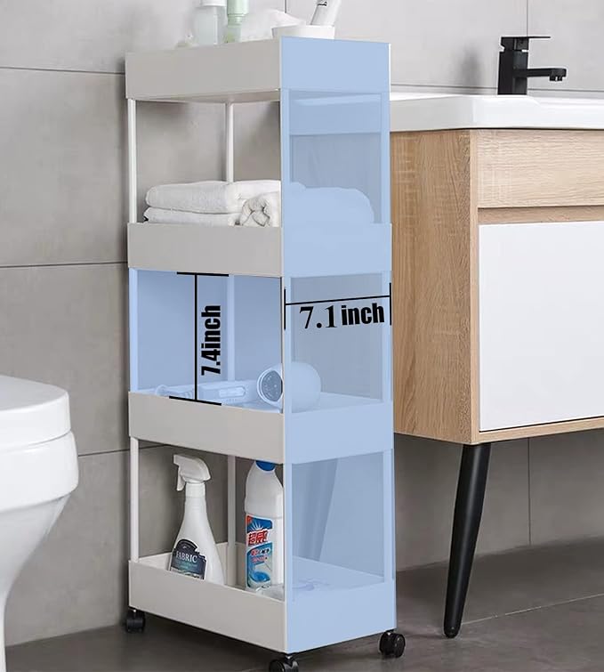 4 Tier Slim Rolling Utility Kitchen Cart Bathroom Organizer - Image 6