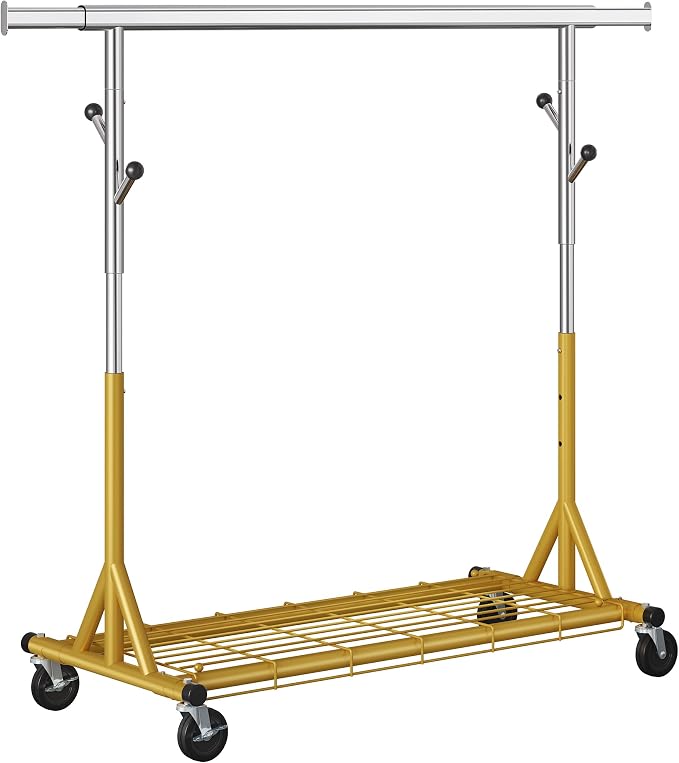 Rolling Clothes Rack Load 530lbs, Heavy Duty Garment Rack by Gewudraw