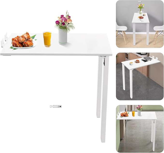 Wall Mounted Folding Table, Folding Office Table, Wooden Kitchen Table - Image 6