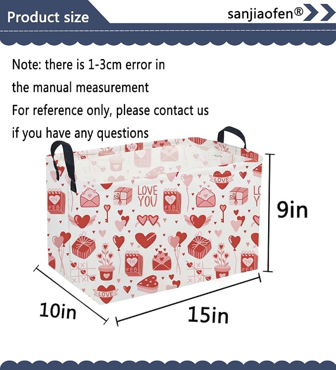 Sanjiaofeng Rectangular Valentine's Day Basket Love Storage Bins, Girls Storage - Image 2